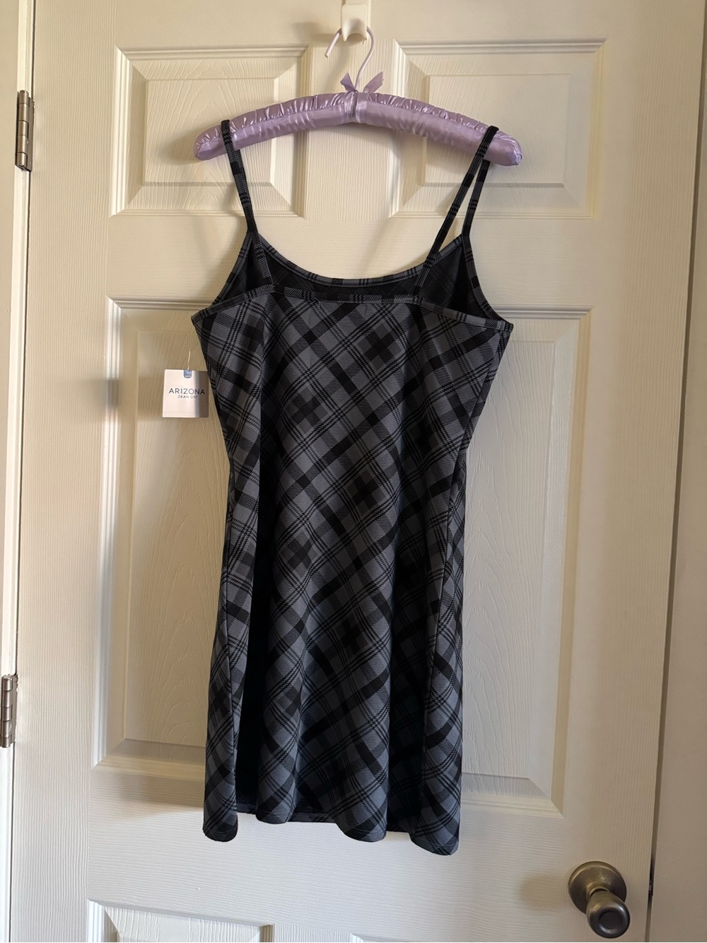 Arizona Jean Company Black & Gray Plaid Slip Dress Size Large - Picture 2 of 8